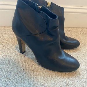 Nine West 3.5-4inch Black Leather Heeled Bootie